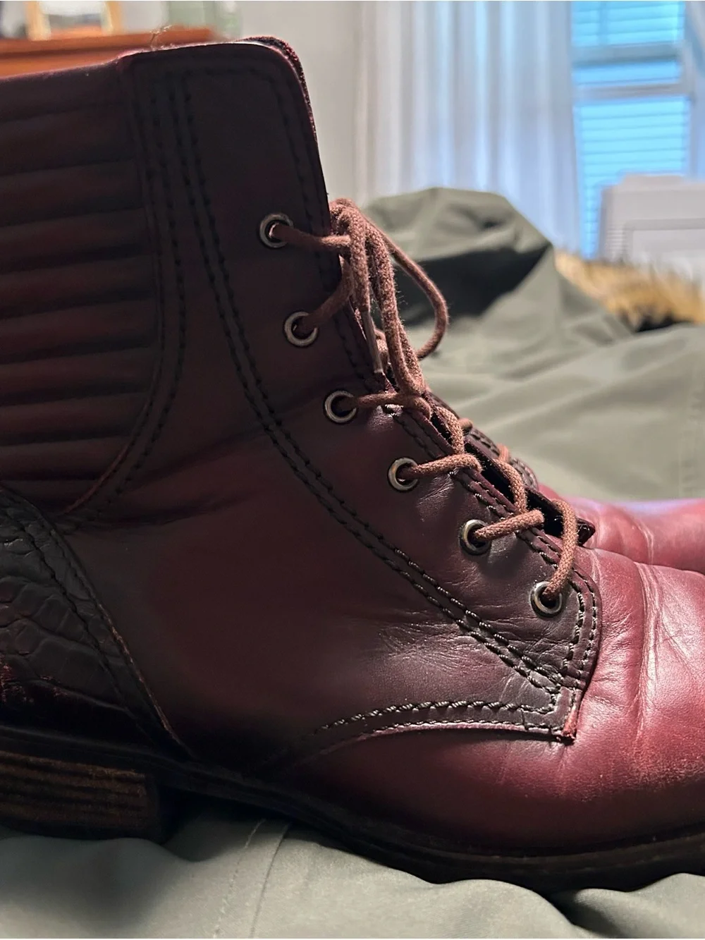 Gabor Toskana Burgundy Leather Lace Up Ankle Boot - US 7.5 | UK 5